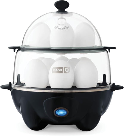 Deluxe Rapid Egg Cooker Electric for Hard Boiled, Poached, Scrambled, Omelets, Steamed Vegetables, Seafood, Dumplings & More, 12 Capacity, with Auto Shut off Feature, Black